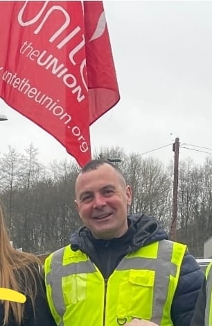Gary Walker with a Unite flag